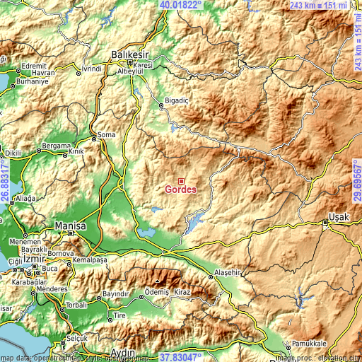 Topographic map of Gördes