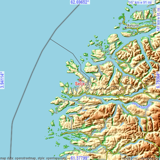 Topographic map of Selje