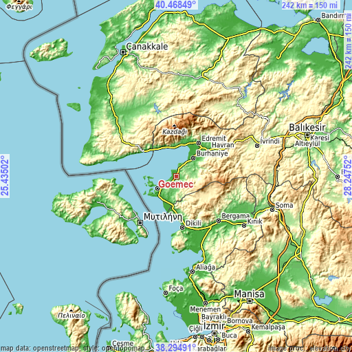Topographic map of Gömeç