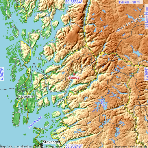 Topographic map of Sauda