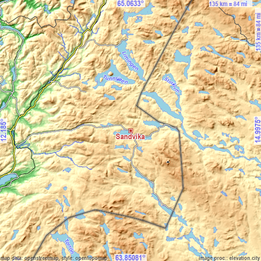 Topographic map of Sandvika