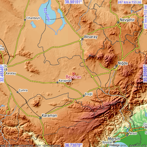 Topographic map of Beyviran
