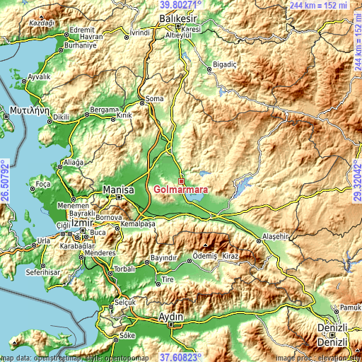 Topographic map of Gölmarmara