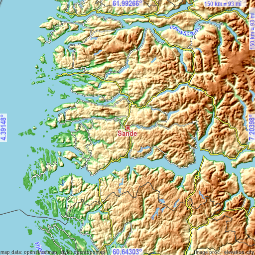 Topographic map of Sande