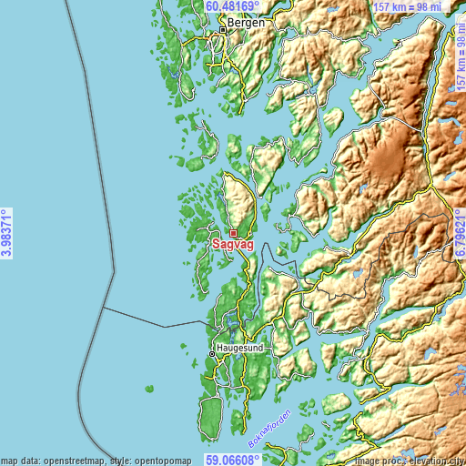 Topographic map of Sagvåg