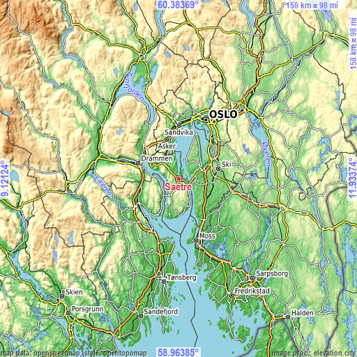 Topographic map of Sætre