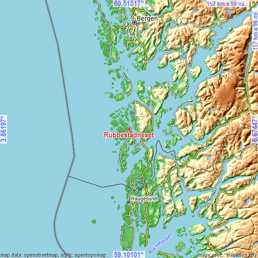 Topographic map of Rubbestadneset