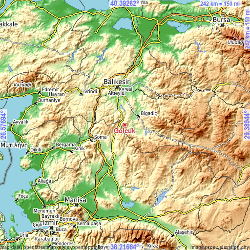 Topographic map of Gölcük