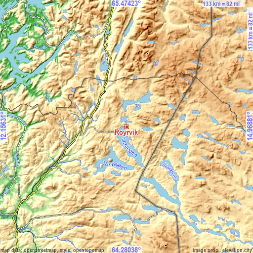 Topographic map of Røyrvik