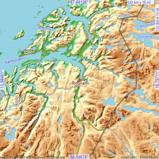 Topographic map of Rognan