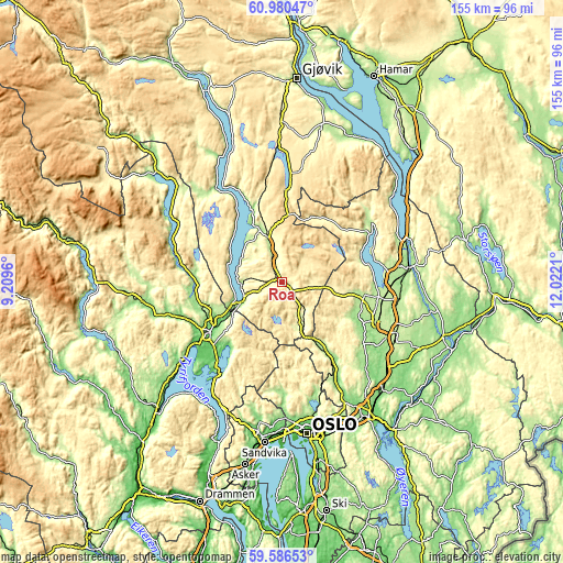 Topographic map of Roa