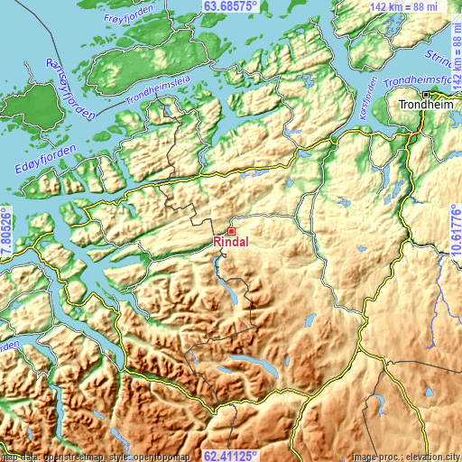 Topographic map of Rindal