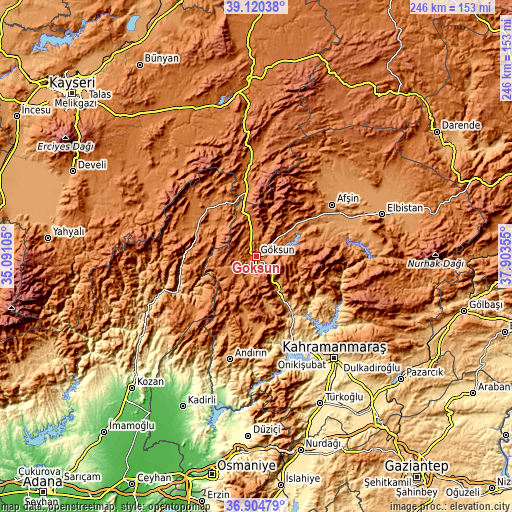 Topographic map of Göksun