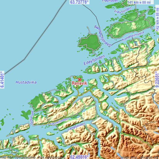 Topographic map of Rensvik