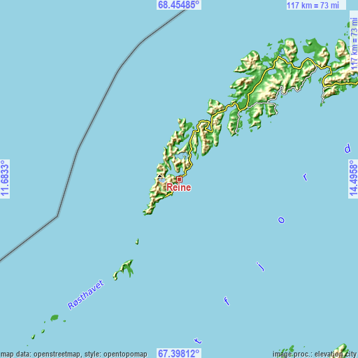 Topographic map of Reine