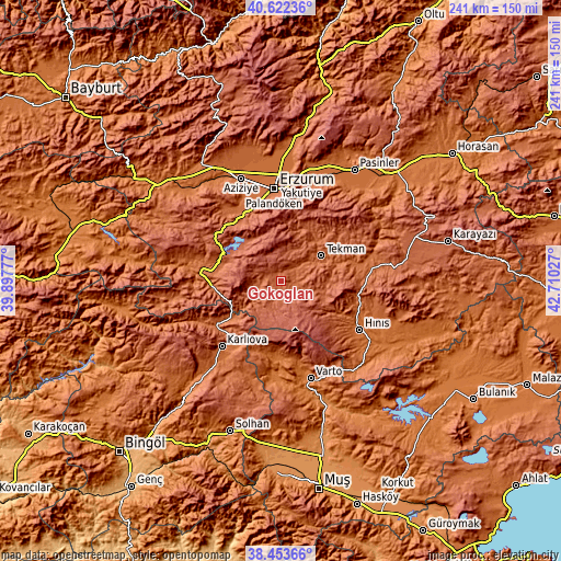 Topographic map of Gökoğlan