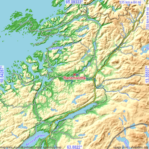 Topographic map of Ranemsletta