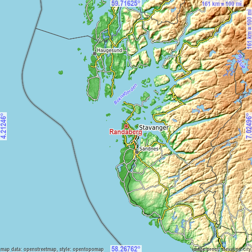 Topographic map of Randaberg