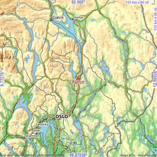 Topographic map of Råholt