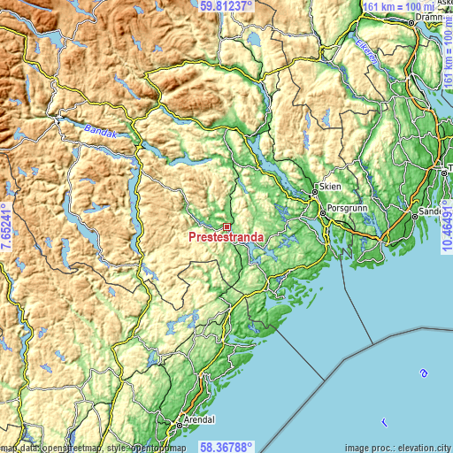 Topographic map of Prestestranda