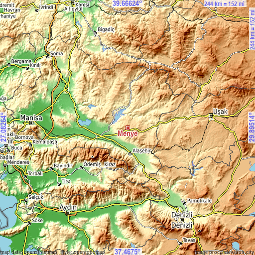 Topographic map of Menye