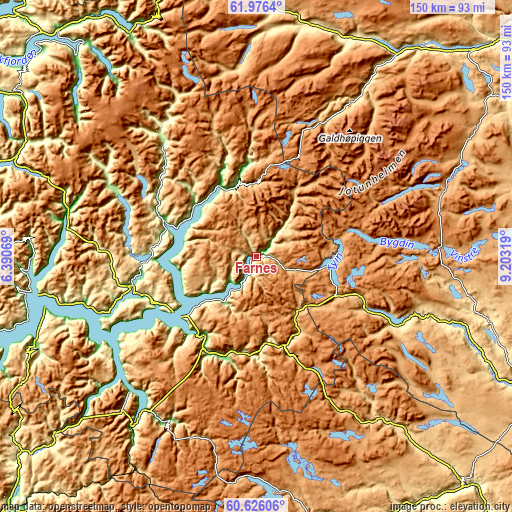 Topographic map of Farnes