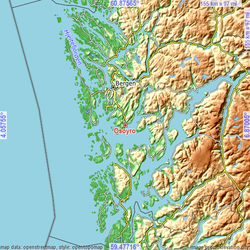 Topographic map of Osøyro