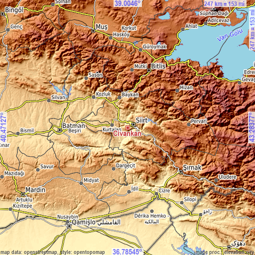 Topographic map of Civankan