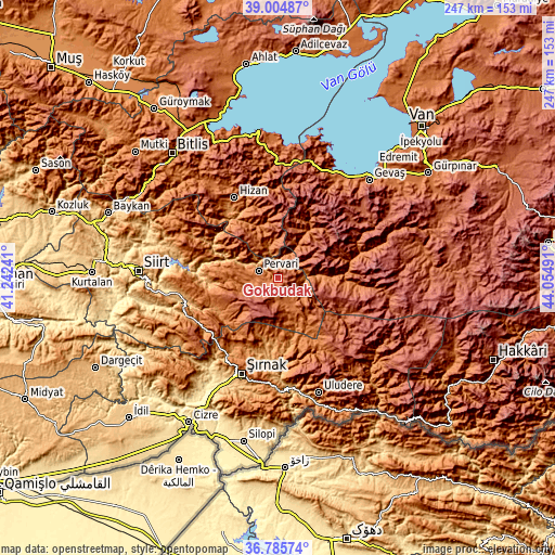 Topographic map of Gökbudak