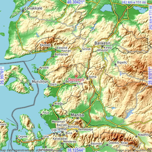 Topographic map of Göçbeyli