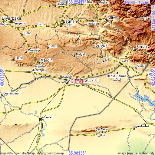 Topographic map of Girmeli