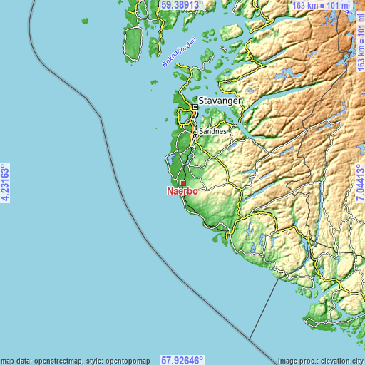 Topographic map of Nærbø