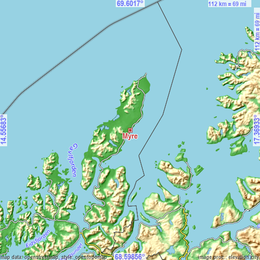 Topographic map of Myre