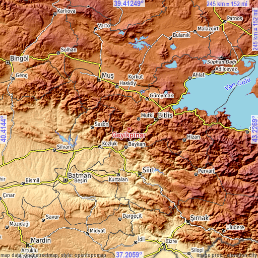 Topographic map of Geyikpınar