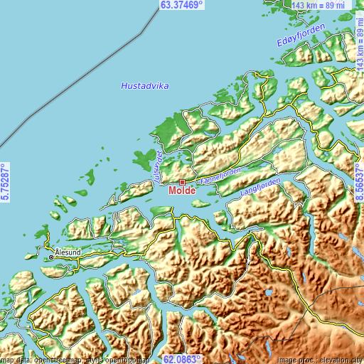 Topographic map of Molde