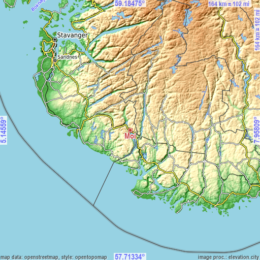 Topographic map of Moi