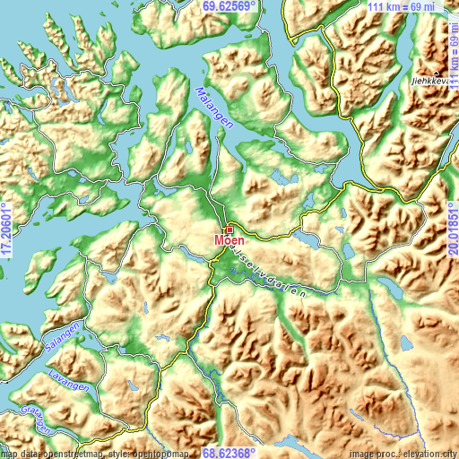 Topographic map of Moen