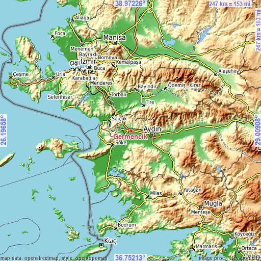 Topographic map of Germencik