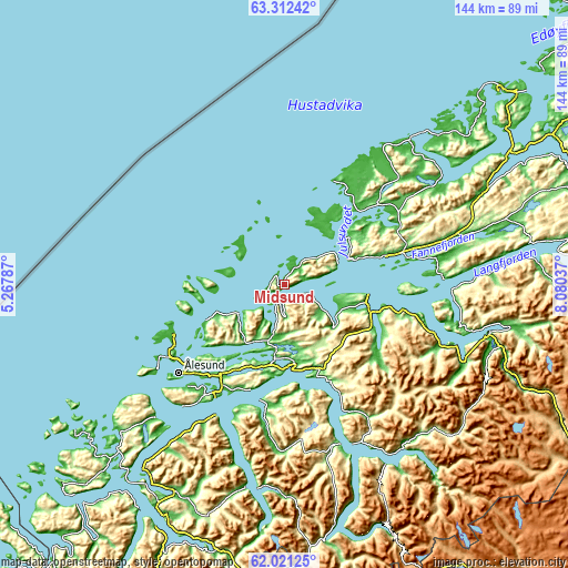 Topographic map of Midsund