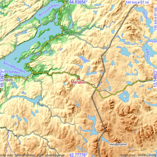 Topographic map of Meråker