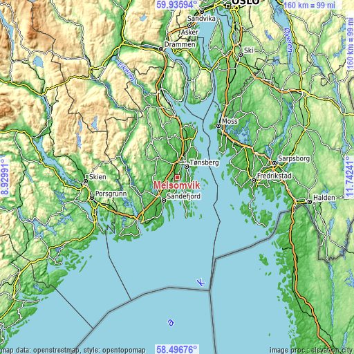 Topographic map of Melsomvik