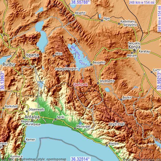 Topographic map of Gencek