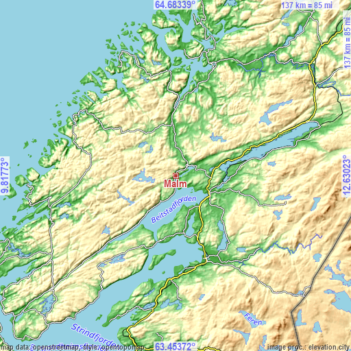 Topographic map of Malm