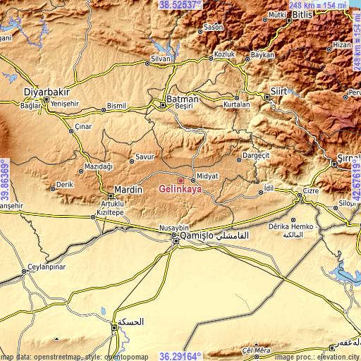 Topographic map of Gelinkaya