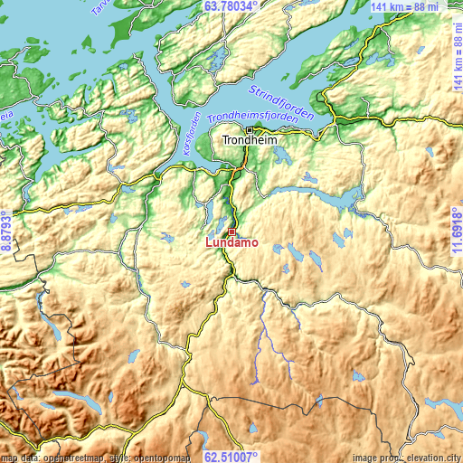 Topographic map of Lundamo