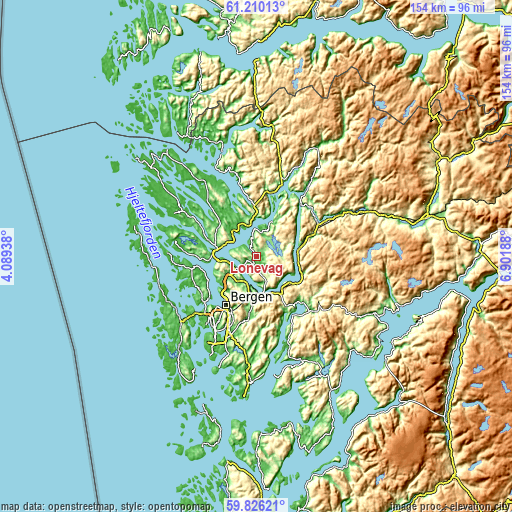 Topographic map of Lonevåg