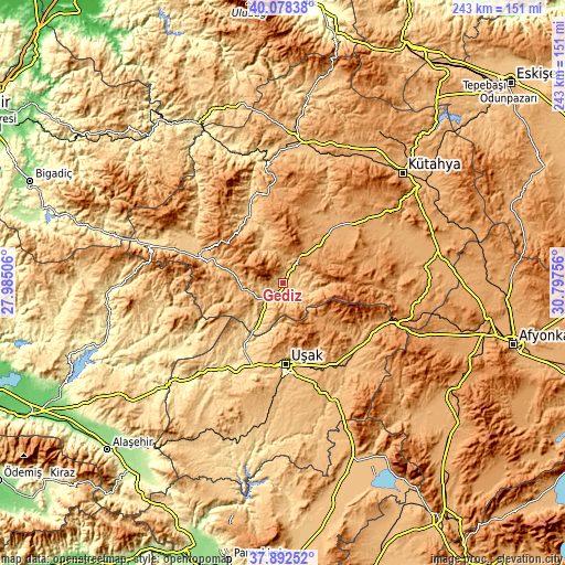 Topographic map of Gediz