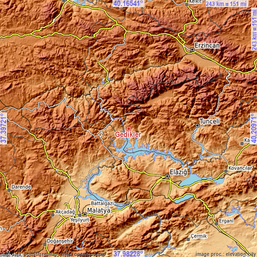 Topographic map of Gedikler