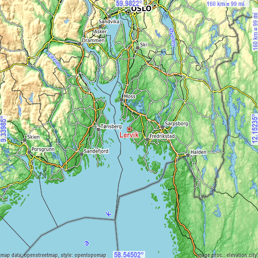 Topographic map of Lervik