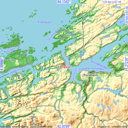 Topographic map of Lensvik